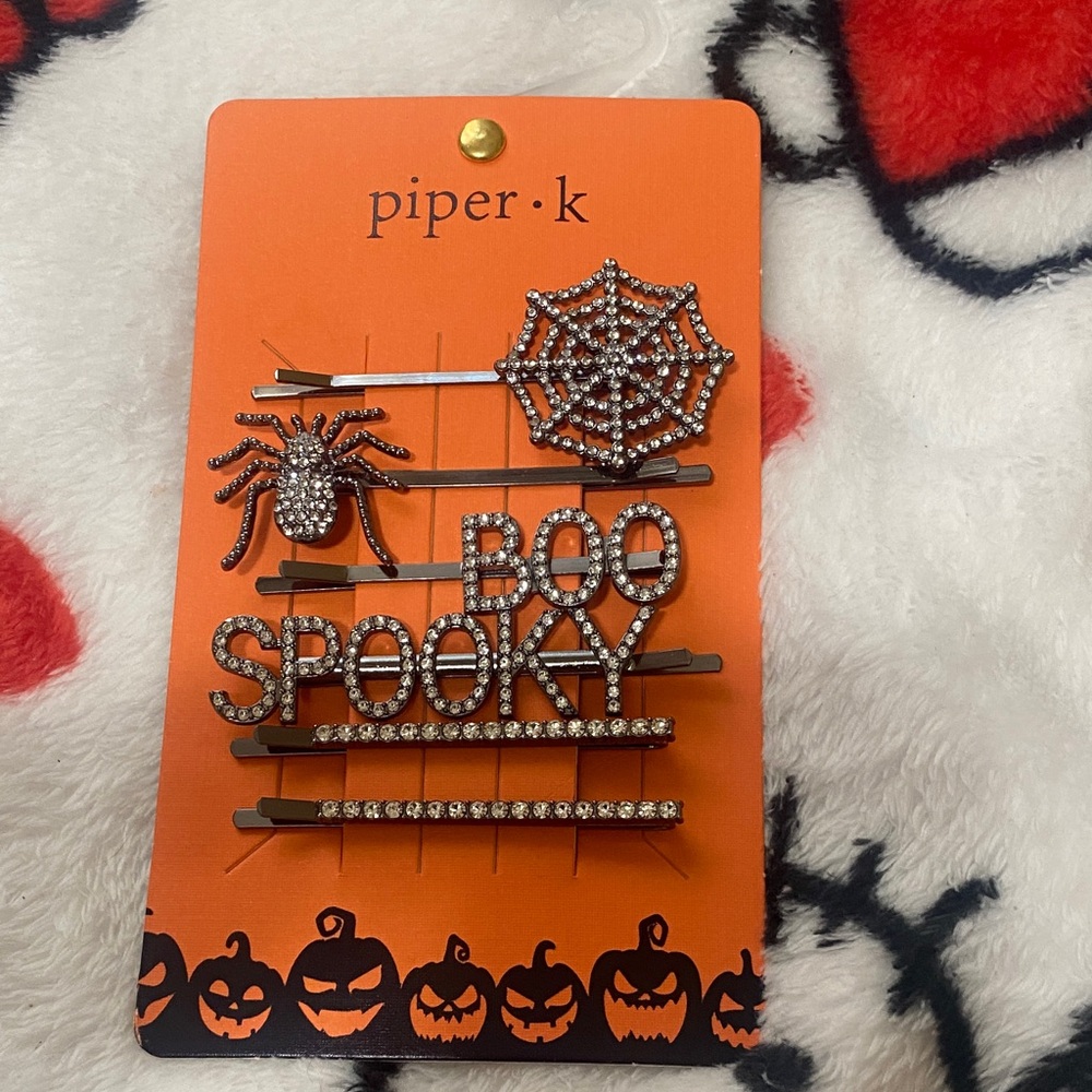 Piper K Halloween Hair Clip Set - Black and Silver